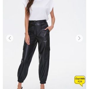 NWT Faux Leather Cargo Joggers